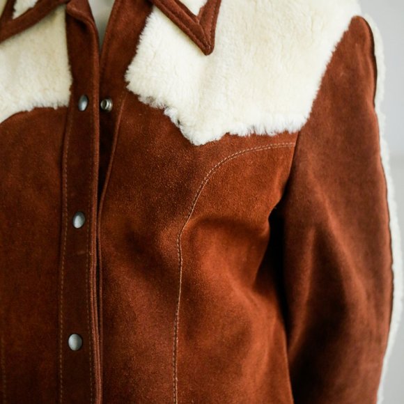 Vintage 70s Joo Kay Brown Suede and Sheepskin Coat - Picture 6 of 14